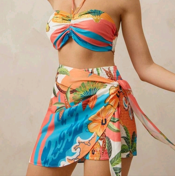 Tropical Print Bandeau Bikini Set - Picture 8 of 9